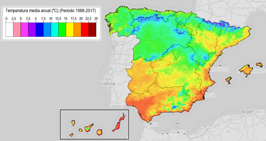 Temperatura regiones España